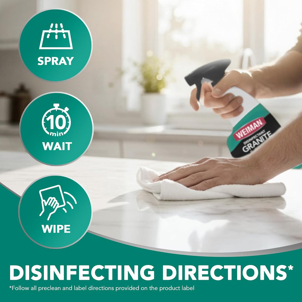 Weiman Disinfecting Granite Cleaner & Polish Value Pack - 24 oz Spray & 64 oz Refill