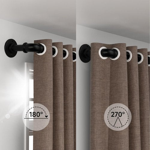 Black Curtain Rods by [Brand Name] - Adjustable 18 to 88 Inch Industrial Pipe Design | Wall/Ceiling Mounted