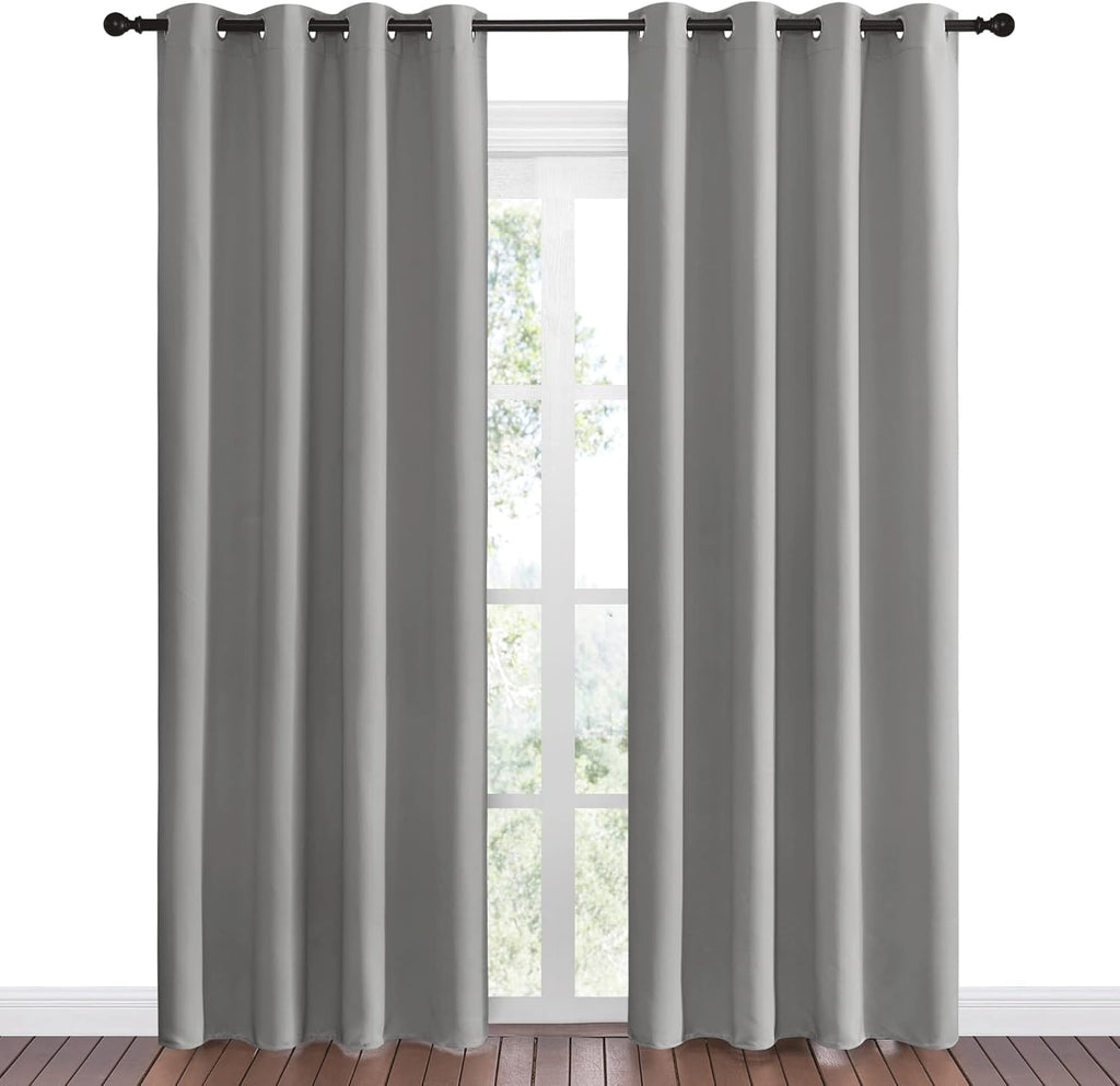 NICETOWN Silver Grey Room Darkening Curtain Panels - 86" Long | Heat-Blocking Window Treatment (55" Width, 2 Panels)