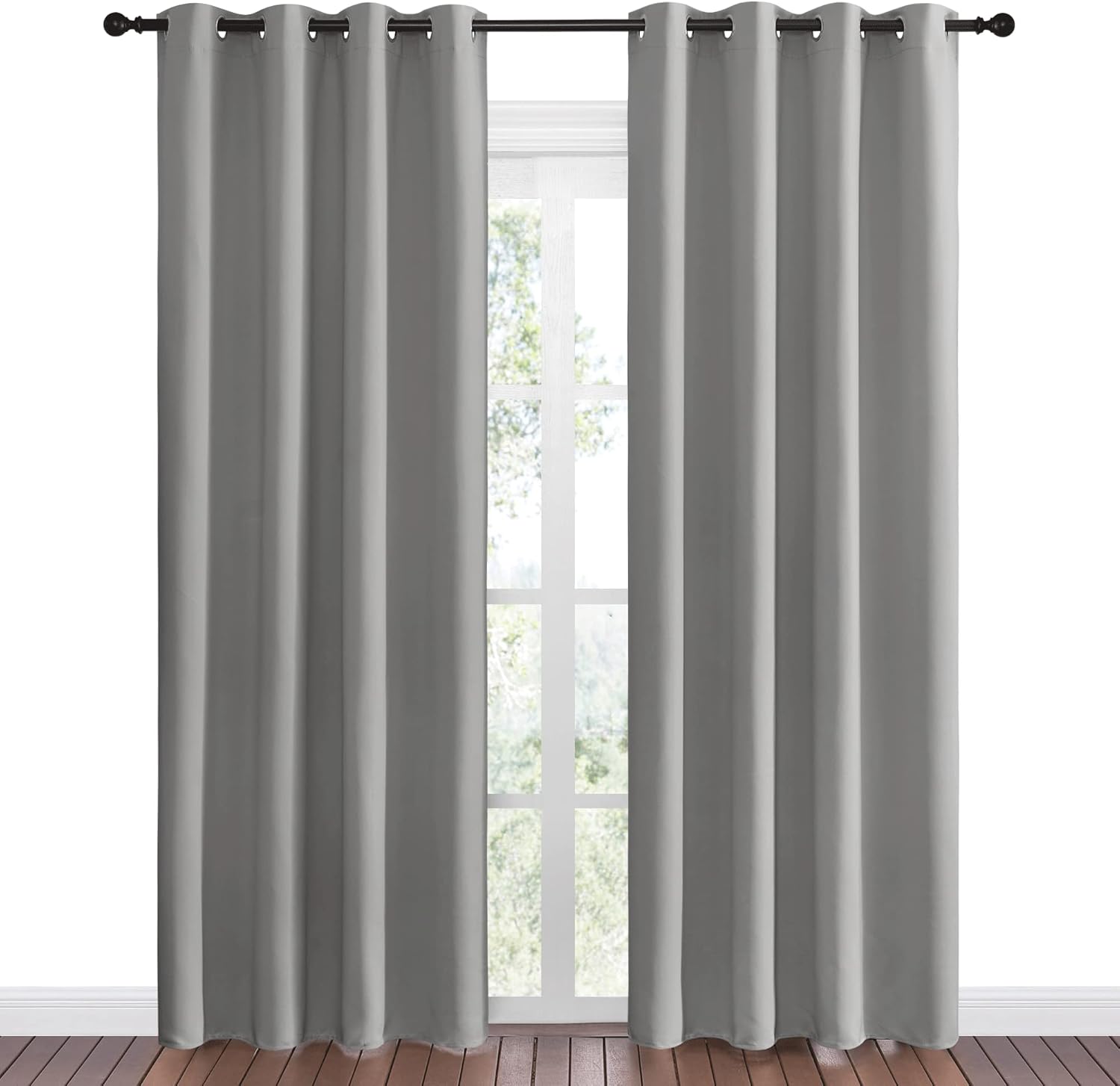 NICETOWN Silver Grey Room Darkening Curtain Panels - 86" Long | Heat-Blocking Window Treatment (55" Width, 2 Panels)