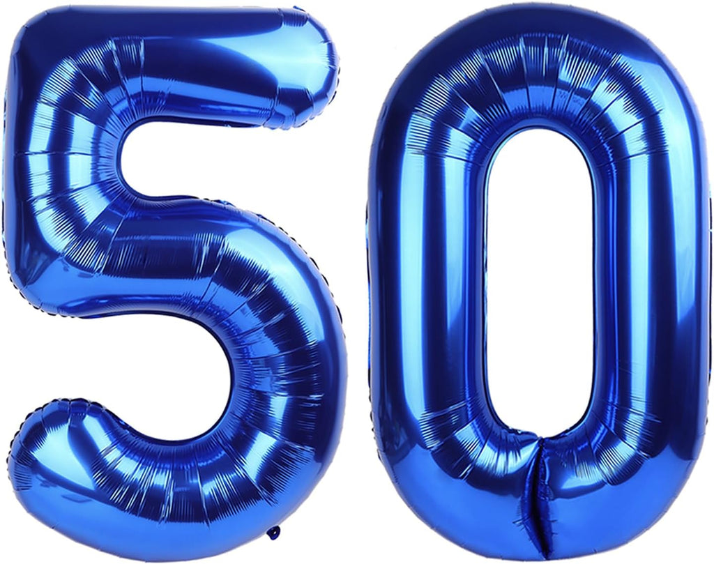 Skiennix 40-Inch Dark Blue Number 50 Foil Balloons - Perfect for 50th Birthday Parties & Anniversaries