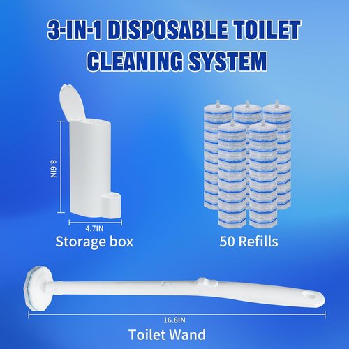 Clorox Disposable Toilet Brush Set - Touchless Cleaning System with 50 Refills | Wall Mounted Kit