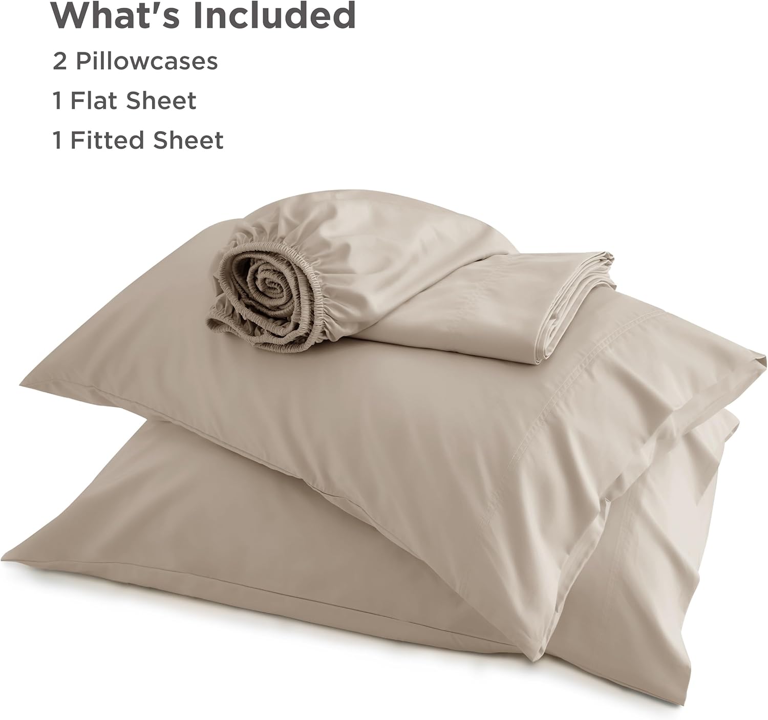 Bedsure Cooling California King Sheet Set - Breathable Rayon from Bamboo, Deep Pocket, Soft & Silky in Simply Taupe