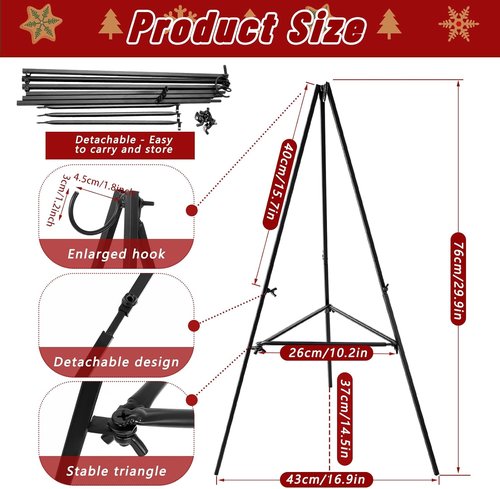 Christmas Metal Wreath Stand Holder by [Brand Name] - Detachable Wreath Easel for Indoor/Outdoor Use | Perfect for Cemetery & Wedding Displays