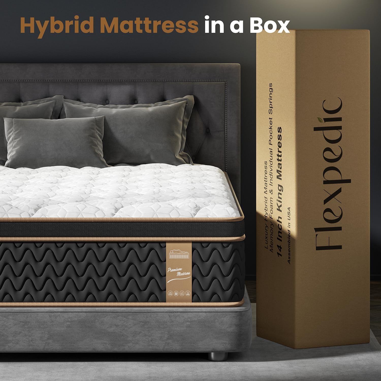 Skiennix Queen Mattress - 12 Inch Cooling Hybrid Bed in a Box with 7-Zone Pocket Springs & Motion Isolation