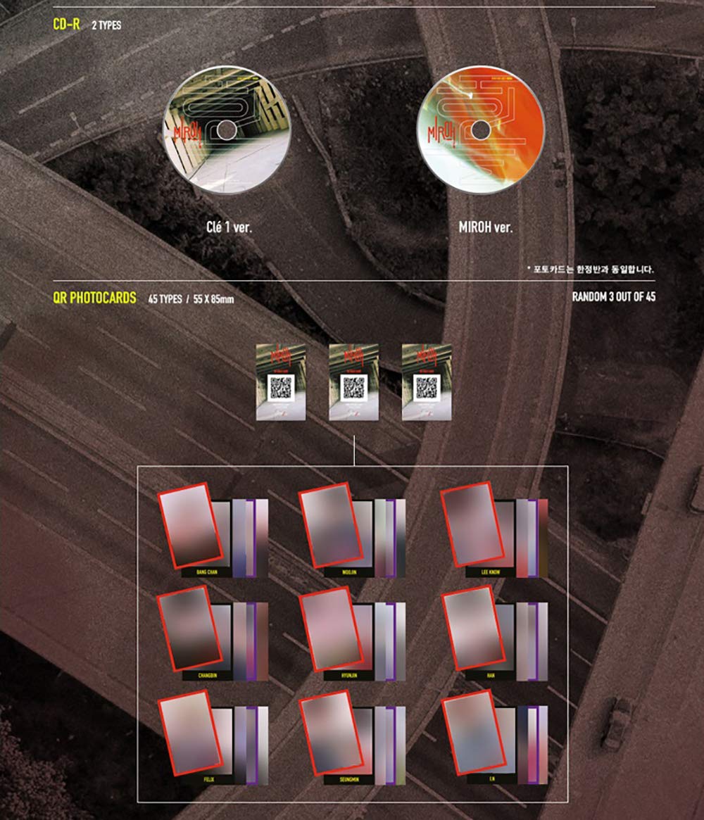 STRAY KIDS 4th Mini CLE 1 : Miroh Album Standard (Clé 1 Ver + Miroh Ver Set) 2 CDs+2 Photobooks+6 QR Photocards+(Extra 4 Photocards + 1 Double-Sided Photocard)