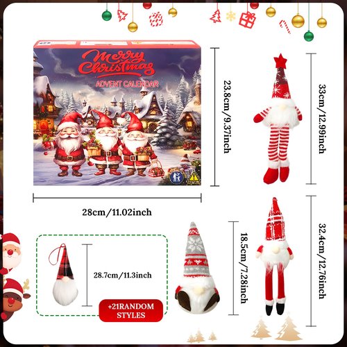Gnome Christmas 2025 Advent Calendar,with Light-Up Dwarf Ornaments, 24-Day Christmas Gnome Countdown Calendar Decoration for Tree Window Mantel, Xmas Gifts for Kids Teens Boys Girls Adults Friends (12 dwarfs)