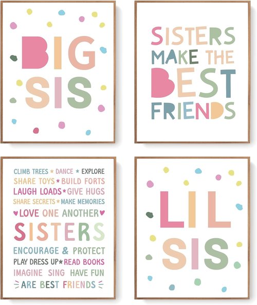 LARTSFRO Wall Art Decor | Inspirational Posters for Sisters | Set of 4 Unframed 10x8 Inch Prints