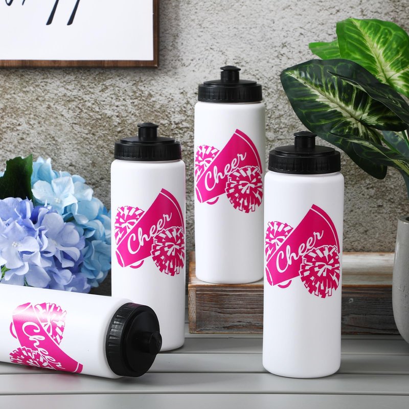 Domensi 24 Pcs Cheer Water Bottles 20 oz Plastic Reusable Cheer Squeeze Water Bottle Bulk Teams Sports Gifts for Cheerleaders Gifts