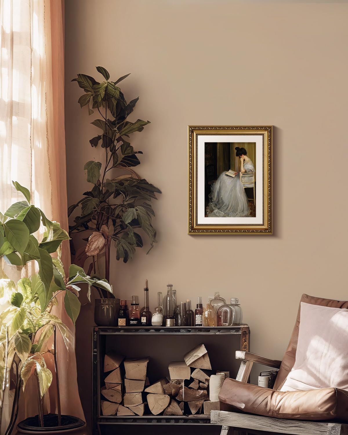 VIYYIEA Gold Framed Wall Art | Elegant Canvas Print Home Decor | White, 11x14 Inches
