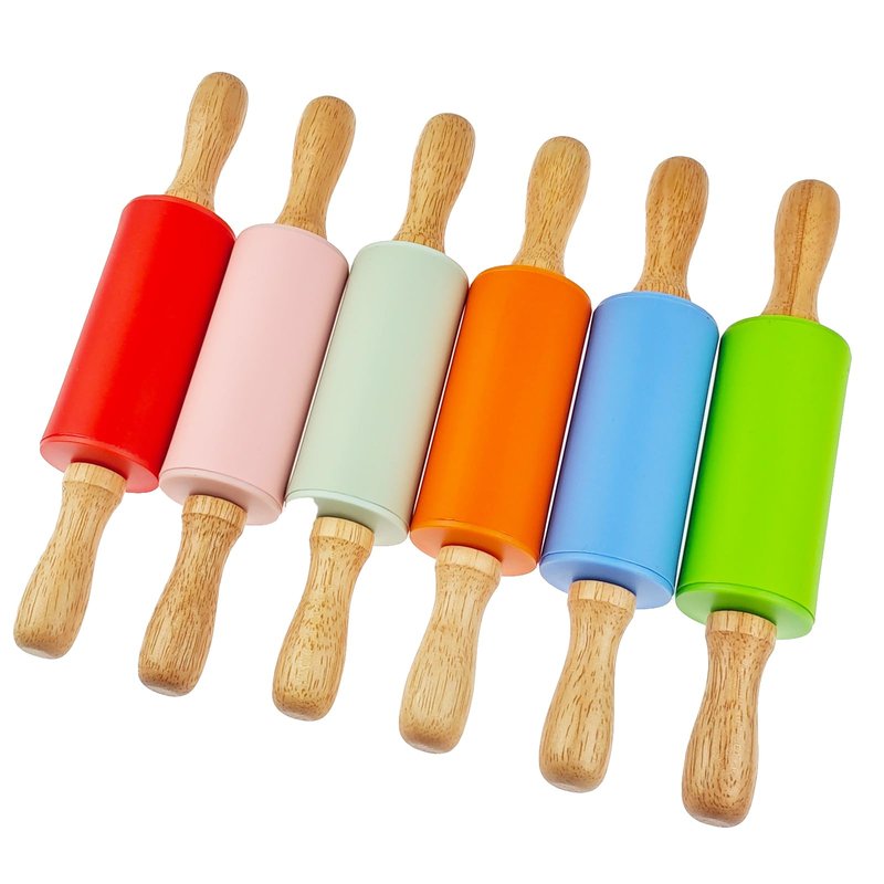 Miokun 12 Pack Small Rolling Pin for Kids, 9 Inch Kids Rolling Pin for Home Kitchen (6 colors)