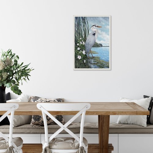 Amanti Art Framed Canvas Wall Art 23x16 Great Blue Heron by James Harris, Framed Wall Art Canvas, Animals Artwork, Traditional Decor, Medium Poster Painting for Living Room, Bedroom, Bathroom