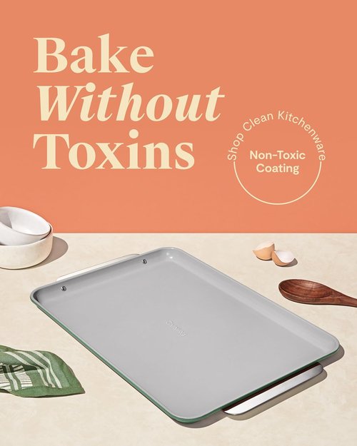 Caraway Non-Stick Ceramic Baking Sheet - Naturally Slick & Non-Toxic - Perfect for Baking & Roasting - Large 18" x 13" - Sage