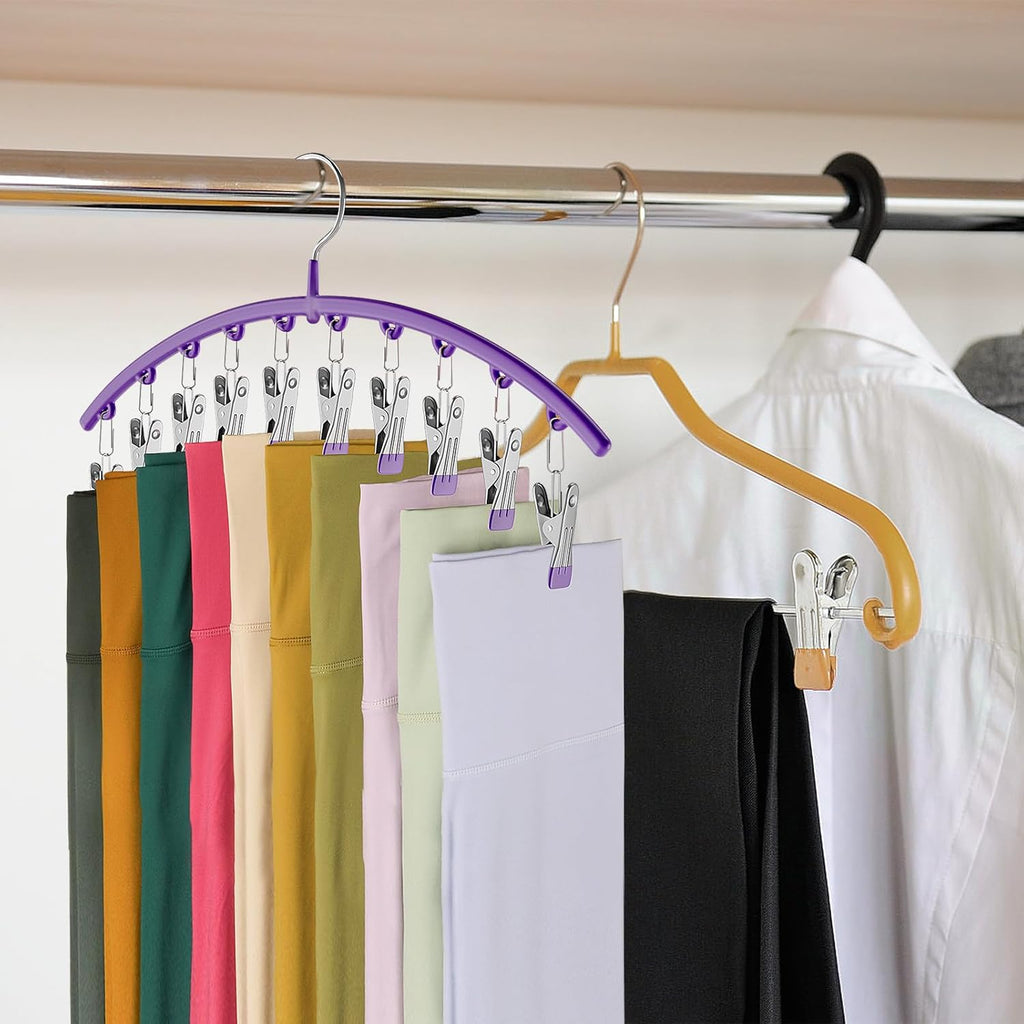 Skiennix Legging Organizer - Metal Yoga Pants Hanger with Rubber Coating | Space-Saving Design, Purple