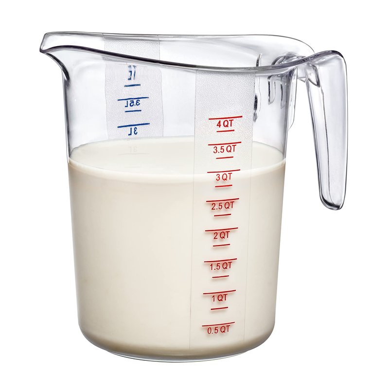 Amazing Abby - Melissa - 128-Ounce Plastic Measuring Pitcher (1-Pack), 16-Cup (4-Quart) Food-Grade Measuring Jug, Unbreakable, Stackable, Dishwasher-Safe, Great for Oil, Vinegar, Flour, and More