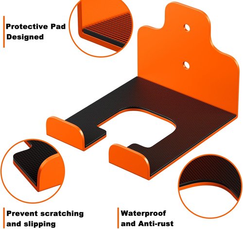 JNIHEEP Garage Organizer - Wall-Mounted Trimmer Rack for Garden Tools | 2-Pack in Orange