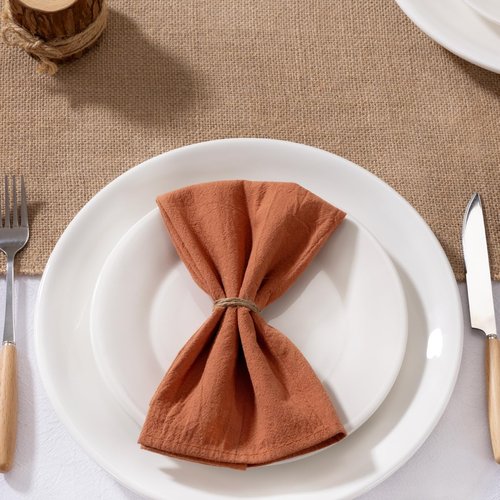MLMW Terracotta Cloth Napkins Set of 8 Linen Dinner Cotton Spring Napkins Cloth Bulk Washable Napkins16×16" for Thanksgiving Wedding Party Baby Bridal Shower Birthday Table Decor
