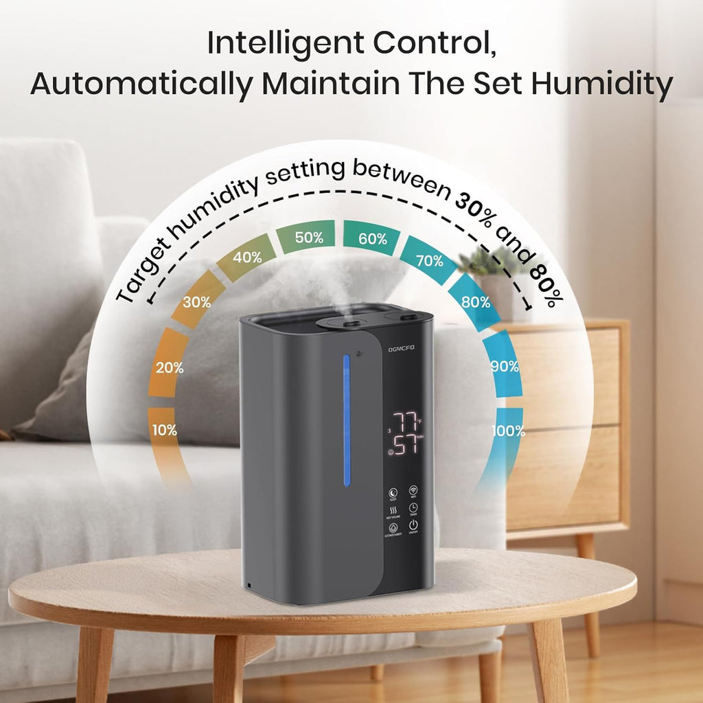 OGACFO 5L Smart Air Humidifier - Top Fill Design, 50H Runtime, Quiet 28 dB for Bedroom & Nursery