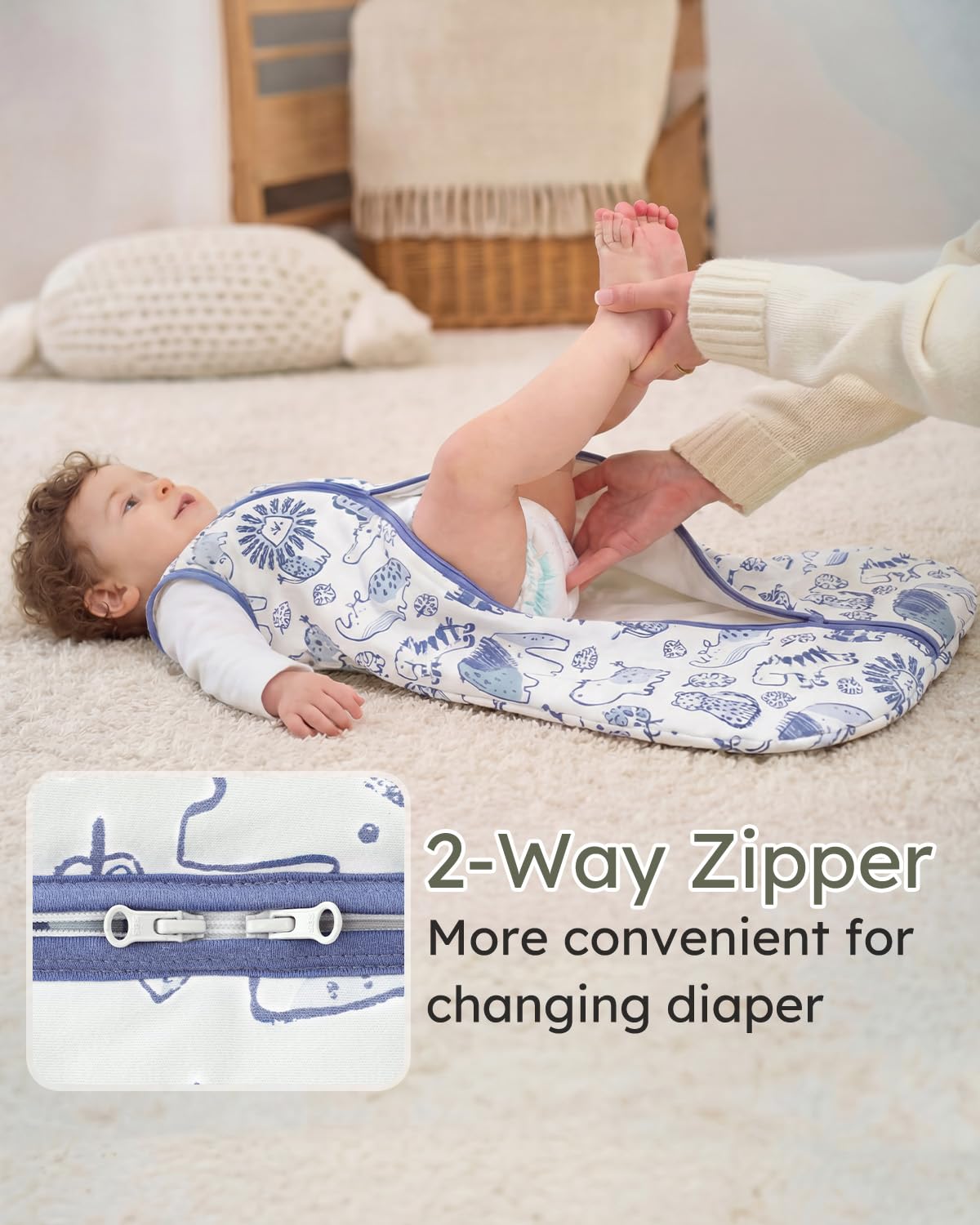 Yoofoss Baby Sleep Sack - 1.5 Tog Organic Cotton Wearable Blanket for 6-12 Months | Soft & Warm