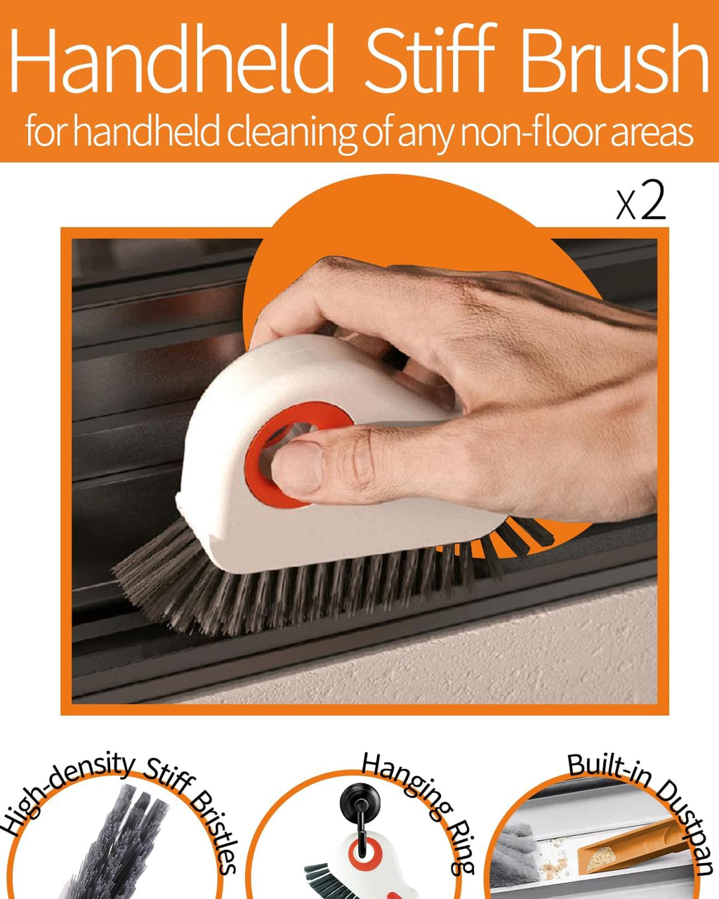 Skiennix Window Sill Cleaner Tool - Hard Bristle Multifunctional Gap Scrub Brush | 8-Piece Home Essentials Set