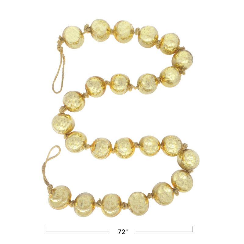 Creative Co-Op Glass Ball Ornament Garland on Jute String, Gold