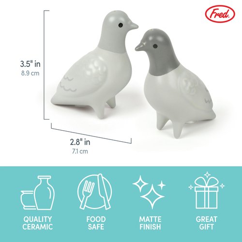 Genuine Fred CLAY PIGEONS, Ceramic Pigeon Salt and Pepper Shakers