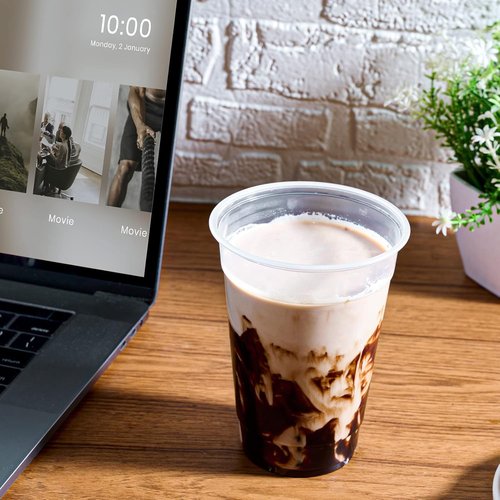 FOCUSLINE 16 oz Clear Plastic Cups - 300 Pack Disposable Drinking Cups for Water, Juice & More