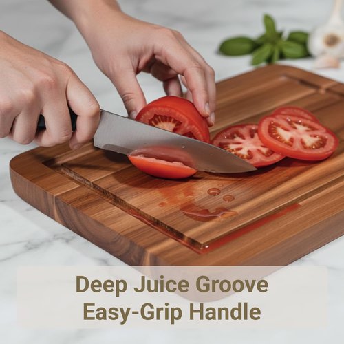 Wooden Cutting Boards for Kitchen Set of 3 Solnawith Holder – Acacia Wood Cutting Board with Juice Groove & Hand Grip – Chopping Boards, Small Wooden Cutting Board, Meat & Vegetable Cutting Board