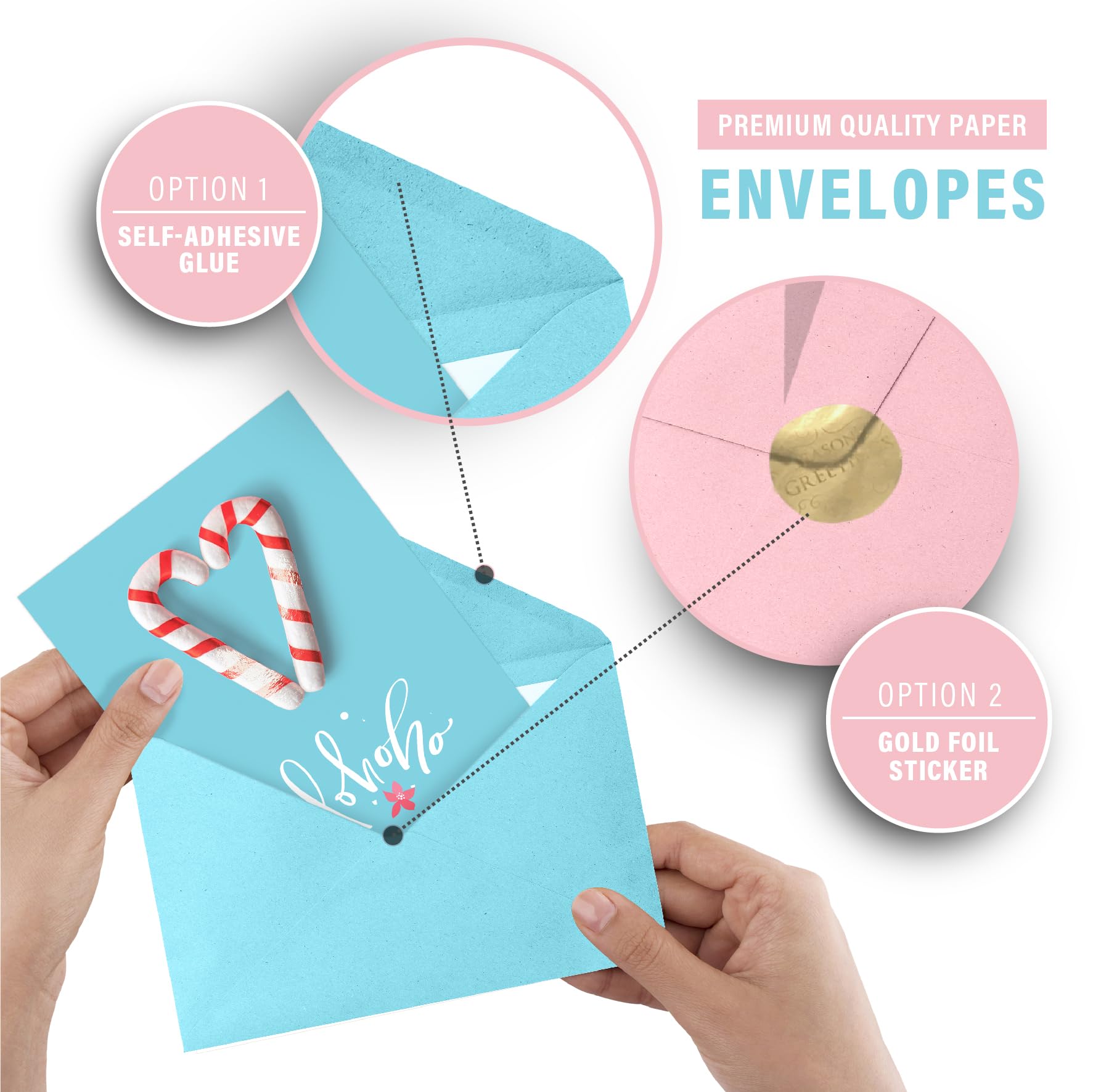 easykart labels 120 Christmas Greeting Cards Assortment, High gloss Spot UV,7.25 x 5.5 Inch with Seal Stickers For Friends, Family and loved Ones