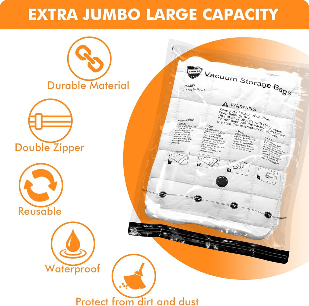 XX Large Vacuum Storage Bags by [Brand Name] - Space Saver Compression Bags for Blankets & Clothes