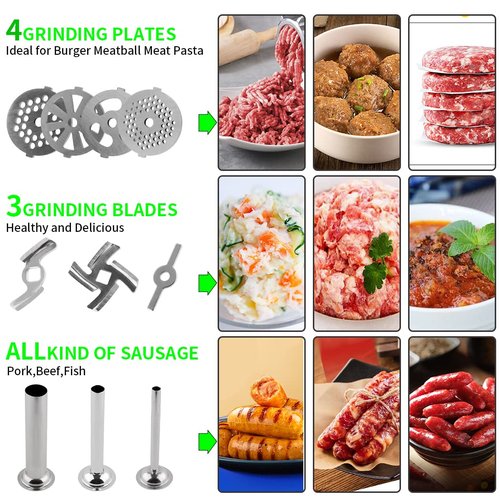 Joyparts MG-50 Meat Grinder Attachment,Compatible with Cuisinart Stand Mixer SM-50 and SMD-50 Series(Stainless Steel Sausage stuffer Tubes)