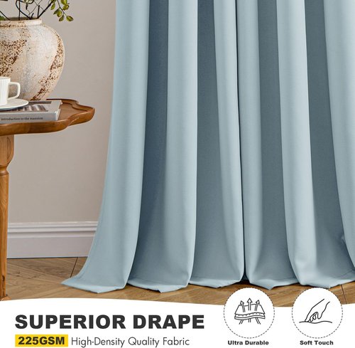 MIULEE Slate Blue Blackout Curtains - Thermal Insulated Room Darkening Drapes | 45 Inch, 2 Panels