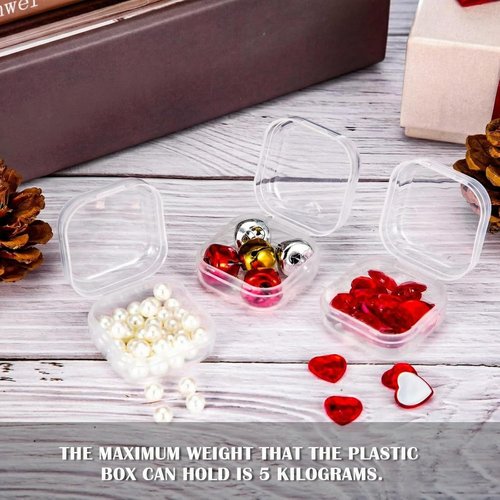 Clear Plastic Beads Storage Containers by [Brand Name] - 24 Pack with Hinged Lid for Crafts & Jewelry | 1.37 x 1.37 x 0.7 Inches