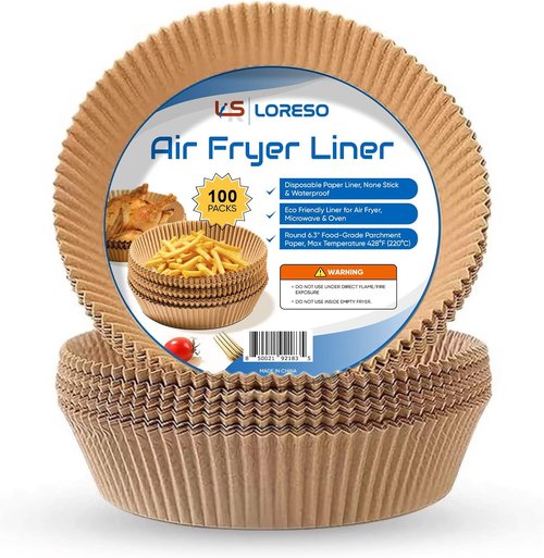 Air Fryer Liners - Disposable Non-Stick Parchment Paper Sheets | 100 Count, 6-7 Inch Round