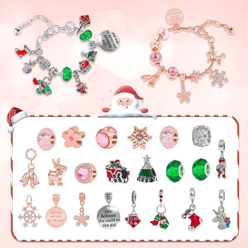 Advent Calendar 2025 - 24-Day Christmas Countdown with DIY Bracelets & Charms | Perfect Kids' Gift