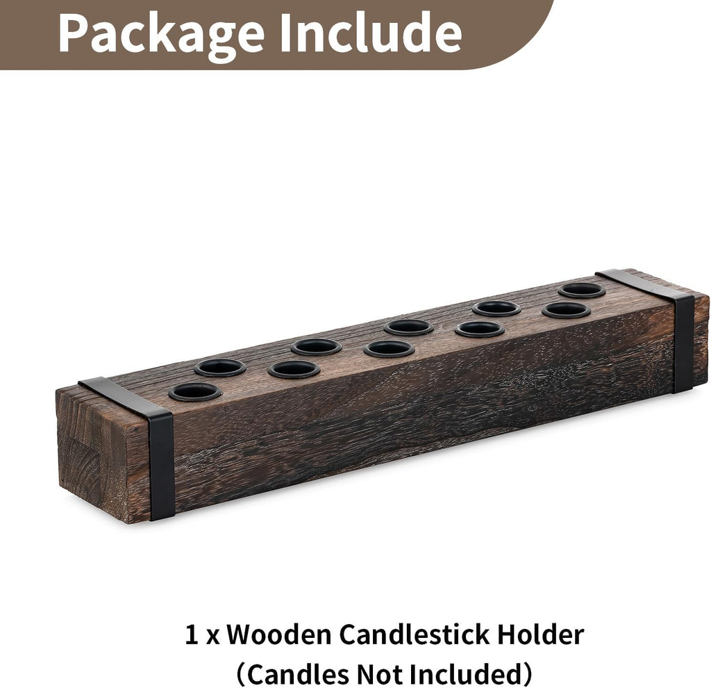 NUPTIO Wood Candelabra - 16.5-Inch Taper Candle Holder for Farmhouse Table Centerpiece | Christmas Decor