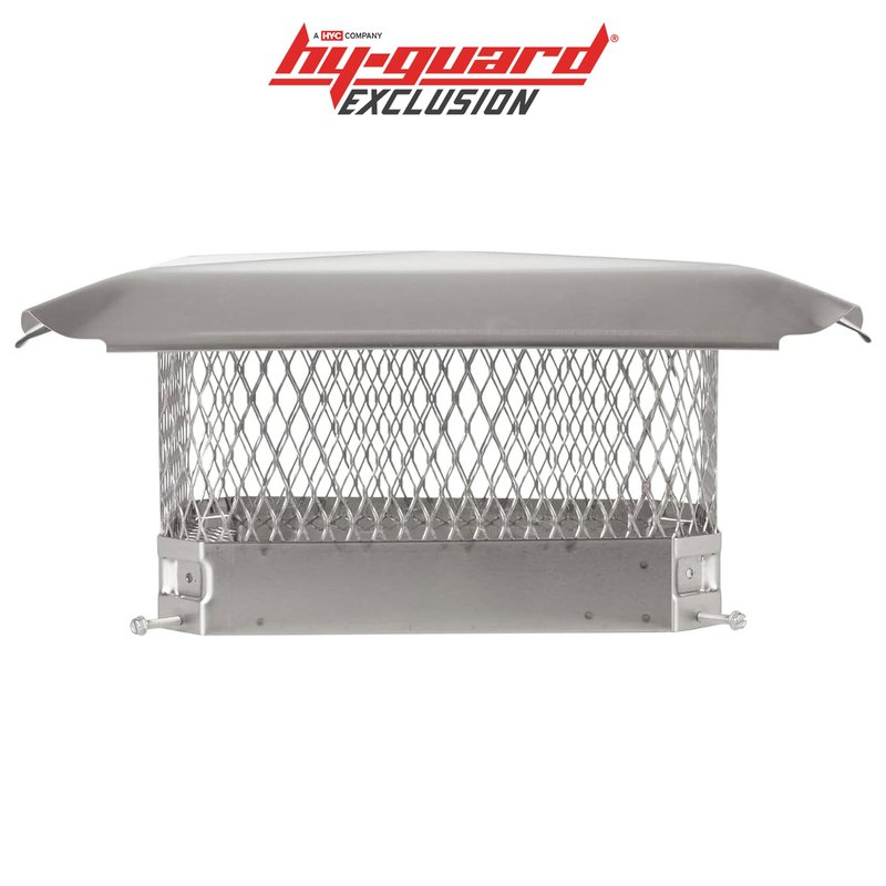 HY-Guard HG913 Single Flue Bolt On Galvanized Steel Chimney Cover, Mesh Size 3/4", Fits Outside Existing Clay Flue Tile, 9"x 13", Black