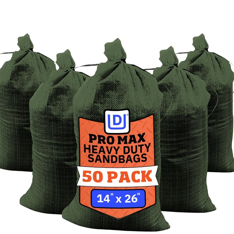 DURASACK Pro Max Heavy Duty Sand Bags for Flooding with 4,000 Hours UV Protection Sandbags for Weight, 100 lbs Capacity, 14x26 in, Green, 50 Count