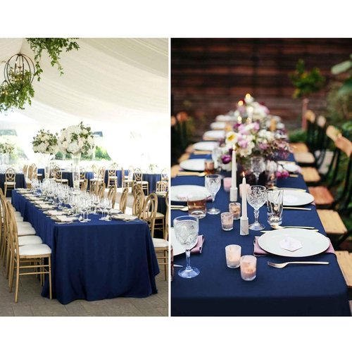 FXKS 8 Pack Rectangle Tablecloth 90 x 132 inch Navy Blue Polyester Table Cloth for 8 Feet Tables,Washable Fabric Stain and Wrinkle Resistant Table Cover Table Clothes for Wedding Parties Banquet