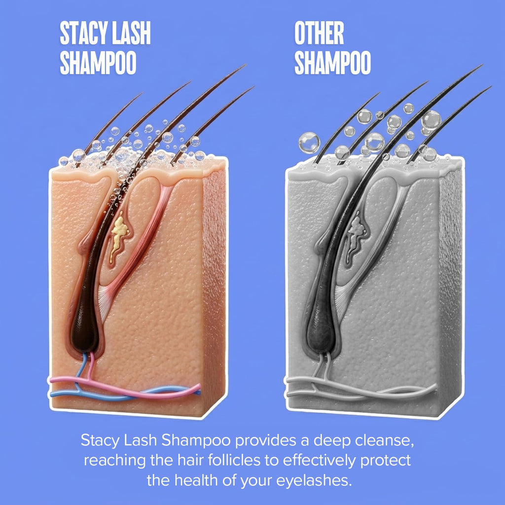 Stacy Lash Eyelash Extension Shampoo - Foaming Cleanser & Brush | 1.69 fl. oz | Safe for Extensions & Natural Lashes