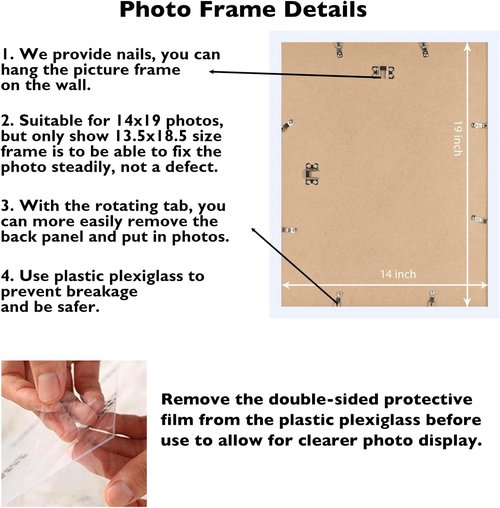 JCJMY 14x19 Picture Frame - Durable White Wall Mount for Horizontal or Vertical Display