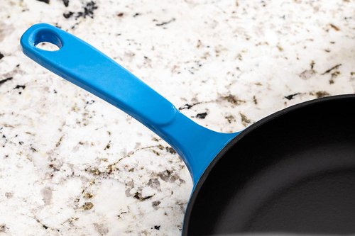 Lodge Enameled Cast Iron Skillet - 11-Inch, Vibrant Caribbean Blue for Perfect Cooking