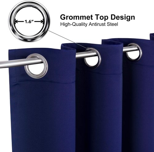 ChrisDowa Grommet Blackout Curtains - Thermal Insulated Room Darkening Panels, Navy Blue, 52W x 72L
