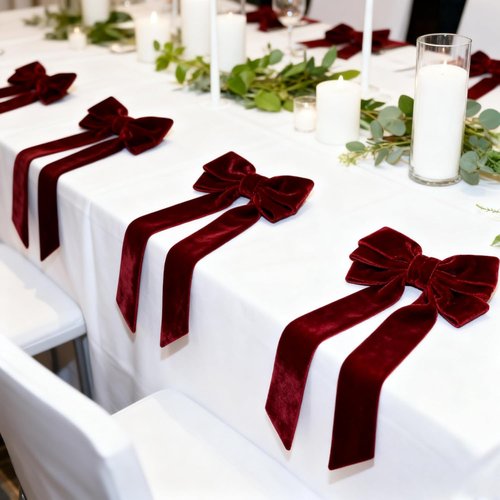 Meseey Bow Napkin Rings - Set of 6 Luxury Burgundy Velvet Holders | Elegant Design for Holiday Dining
