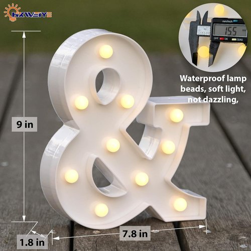 HXWEIYE LED Marquee Letters - Light Up Alphabet & Number Sign for Parties | Warm White Battery-Powered Decor