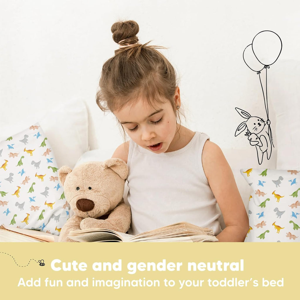 My Little Dreamy Toddler Pillow - Organic Cotton Travel Bed Pillow with Soft, Breathable Pillowcase | 13x18 Inches, Machine Washable for Ages 2-5 (Roarsome)