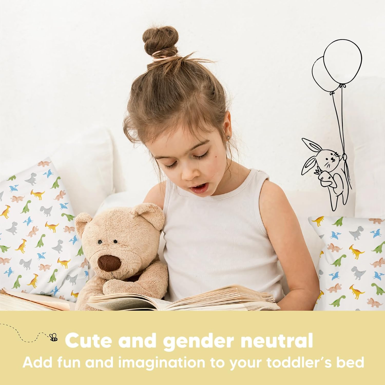 My Little Dreamy Toddler Pillow - Organic Cotton Travel Bed Pillow with Soft, Breathable Pillowcase | 13x18 Inches, Machine Washable for Ages 2-5 (Roarsome)