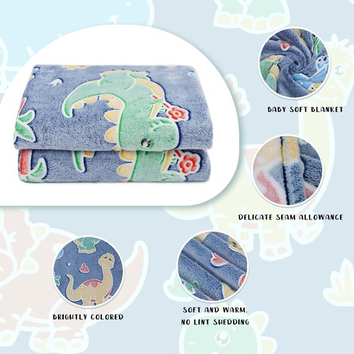 Gdindff Dinosaur Glow in the Dark Blanket for Kids, Cute Dino Throw Blanket, Soft Fleece Toddler Blanket for Boys Girls, Dinosaur Toys Gifts, Kids Room Decor, Birthday Graduation Gifts, 40" x 50"