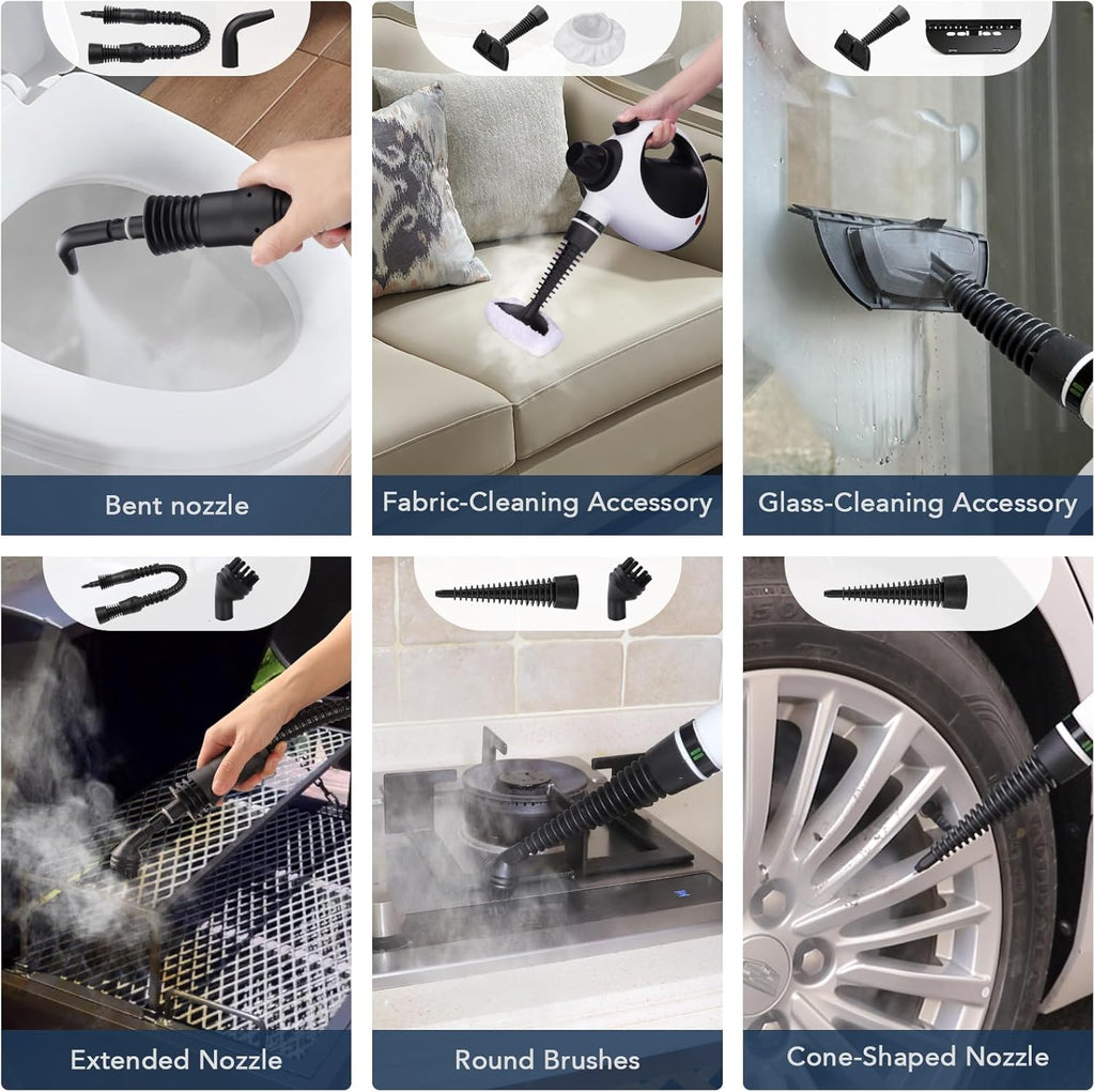 Skiennix Handheld Steam Cleaner - Portable Upholstery Steamer with 10 Accessories for Home Use