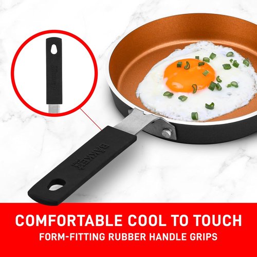 Bakken-Swiss Mini Nonstick Egg Pan Set - 2-Piece Copper Skillet for Eggs & Pancakes | Eco-Friendly, Dishwasher Safe, 5.5''